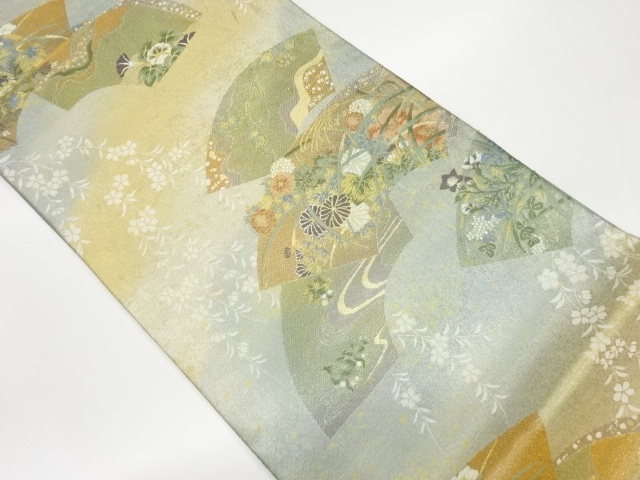 JAPANESE FUKURO OBI / REVERSIBLE / WOVEN FLORAL PLANTS